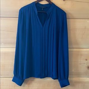 White House Black Market Pleated Blue Blouse
